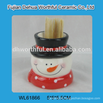 Wholesale ceramic toothpick holder in snowman shape